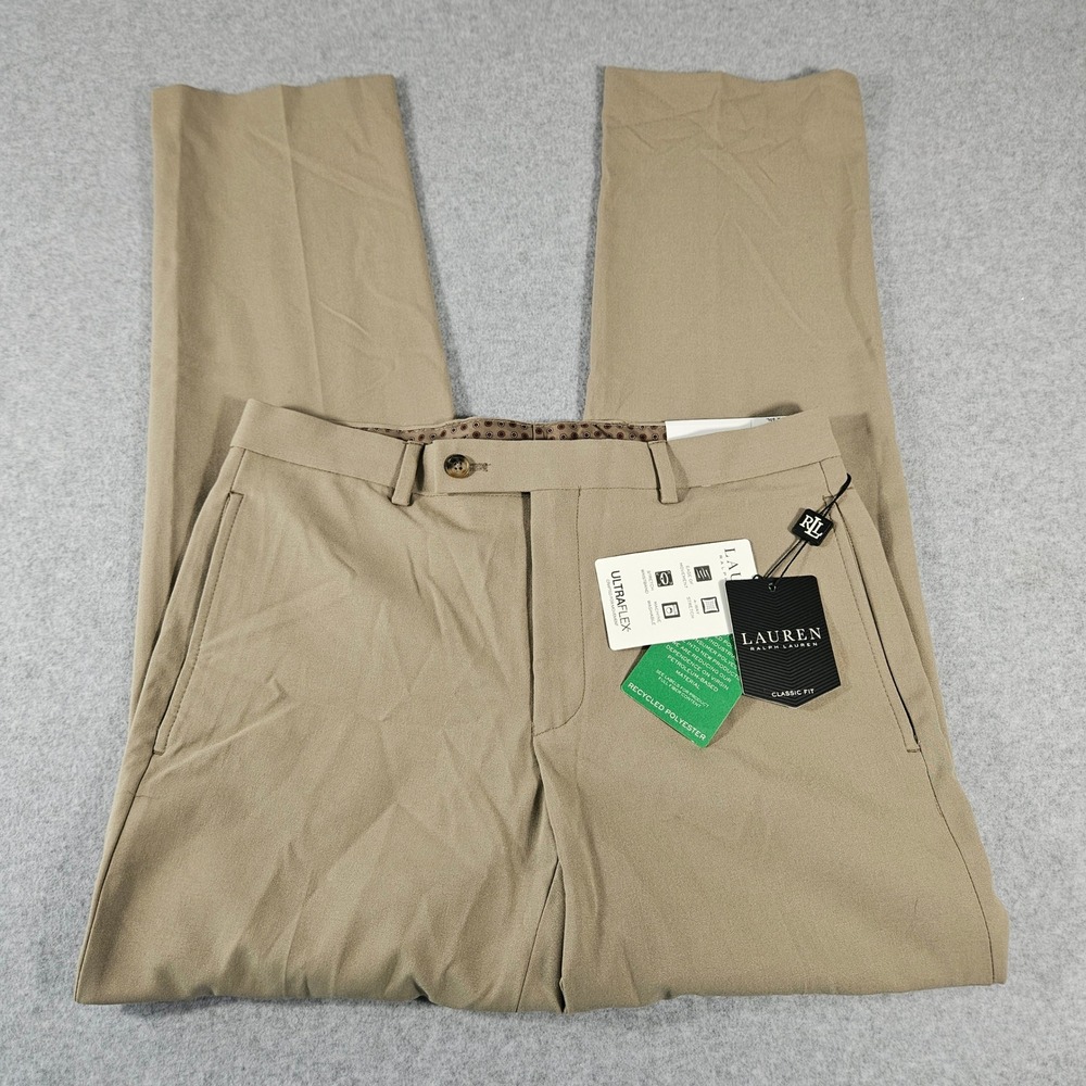 Lauren Ralph Lauren Pants Mens 30x30 Tan Dress Norton Classic Fit Ultra Flex NWT - Picture 3 of 10